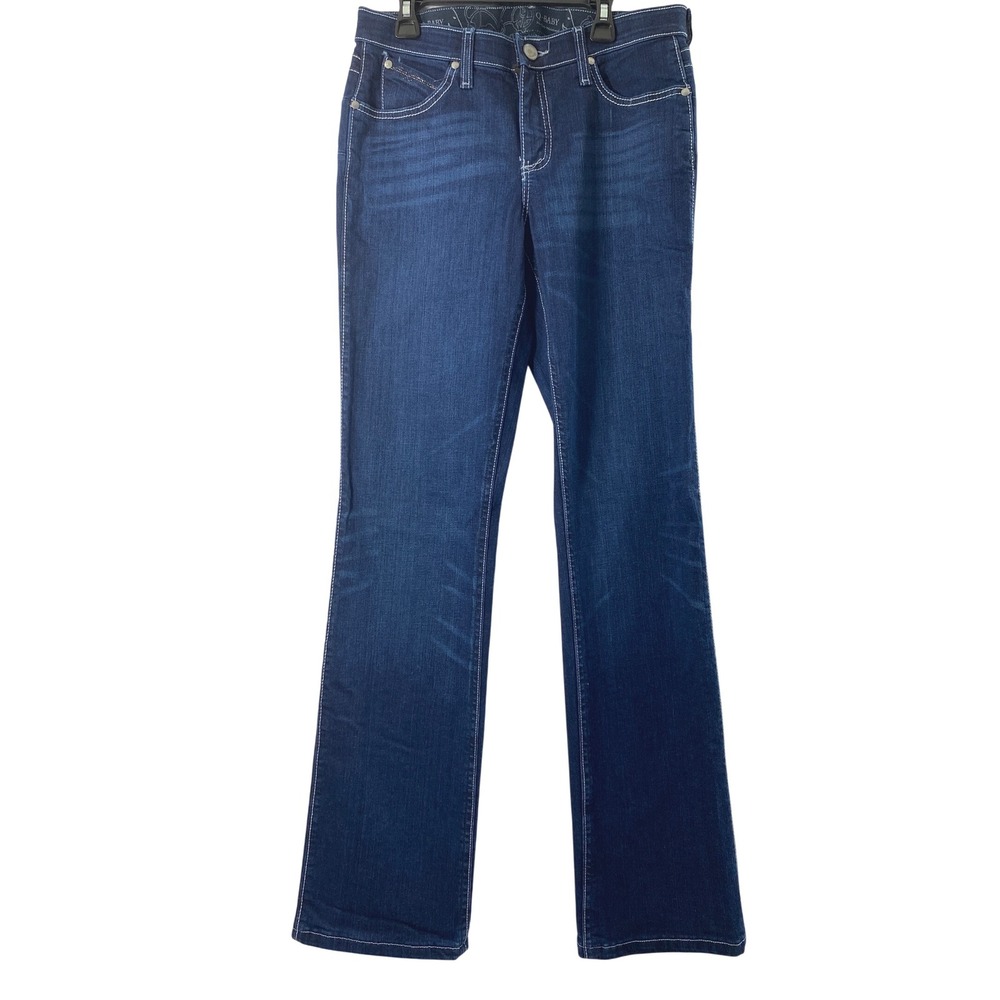 Q Baby No Gap Waistband Jeans Womens Size 5 /‎ 6 Bootcut Dark Wash Denim Stretch